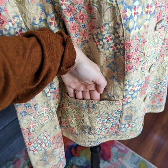Christopher & Banks Stretch Cotton Multi Pattern Button Up Jacket Size L - Picture 5 of 13